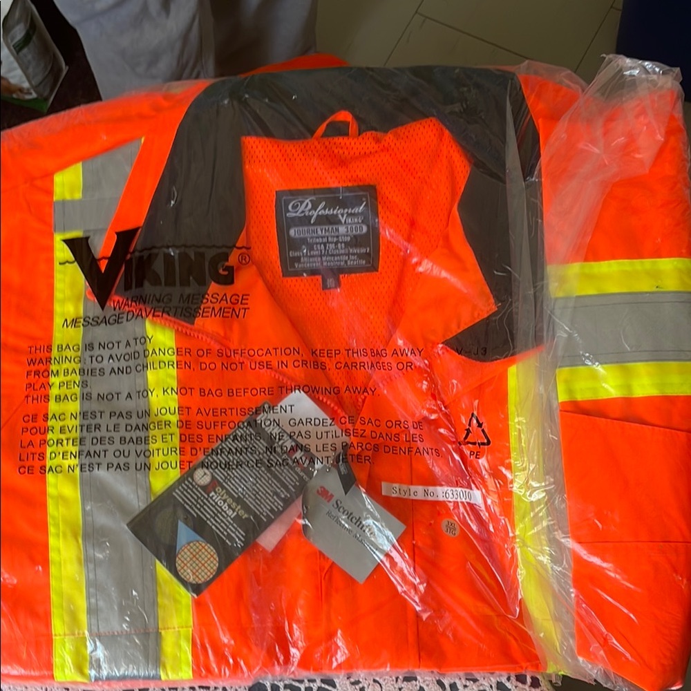 Orange Raincoat  and Rain Pants with Reflective Stripes